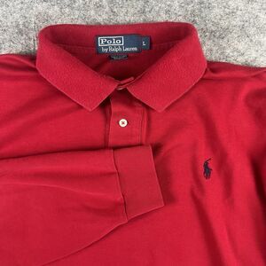 Ralph Lauren Polo Shirt Mens Size Large Red Pony Casual Long Sleeve *